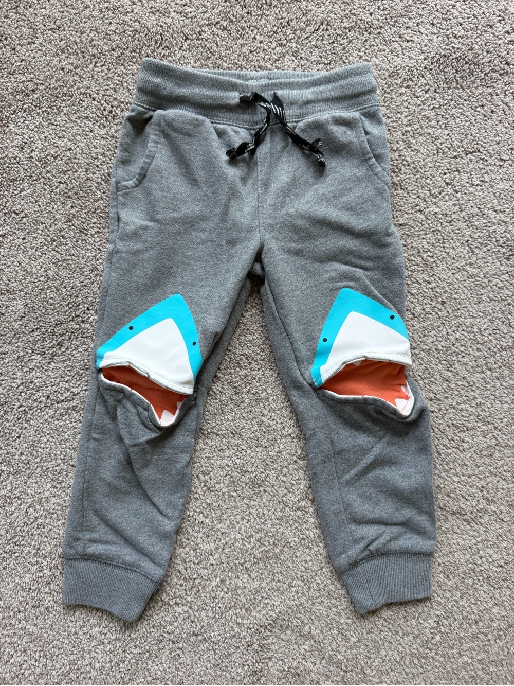Cat & Jack Gray Sweatpants with Shark Knee Patches